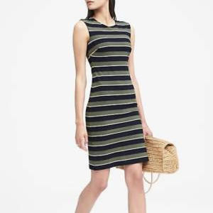 Banana Republic Xs 2 Olive Green Stripe Dress